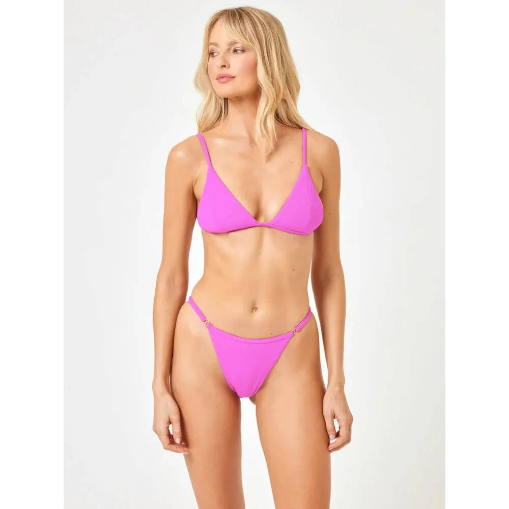 L*Space Remi Bikini Bottom Women's Small Bright Fuchsia Stretch Swimwear BUU712